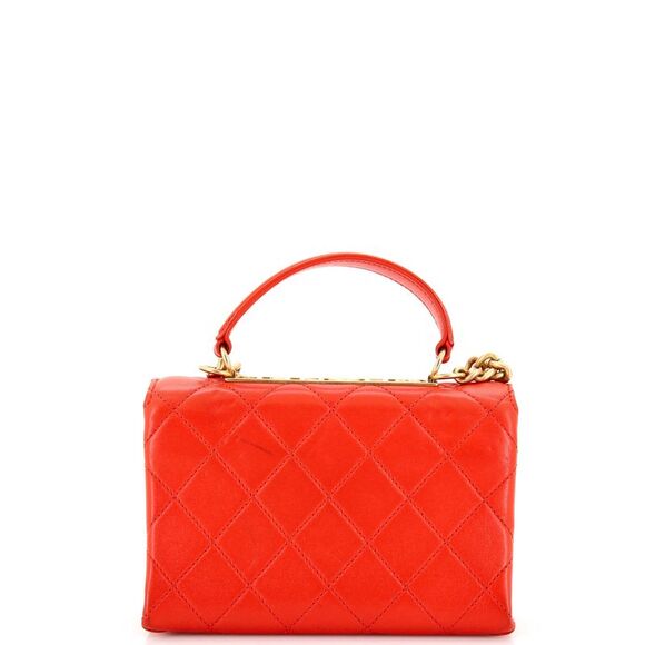 Chanel Trendy Spirit Top Handle Bag Quilted Lambskin Small Red - Picture 3 of 8